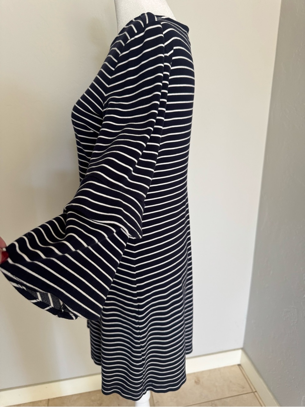 Ann Taylor Striped Shift Dress | 3/4 Bell Sleeves | Black & White | Size 0